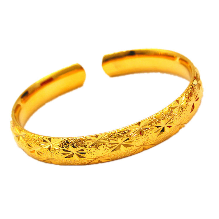 Women's Placer Gold Open Thickened Starry Glossy Gold-plated Wedding Bracelet