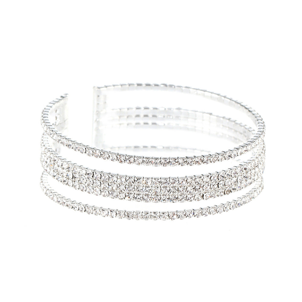 Wire Five Rows Full Diamond Claw Bracelets