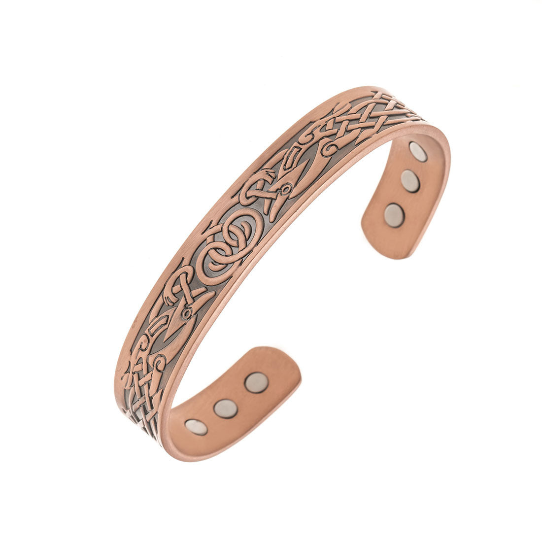 Women's & Men's Dragon Pattern Vintage Pure Copper Magnetic Open Bracelet