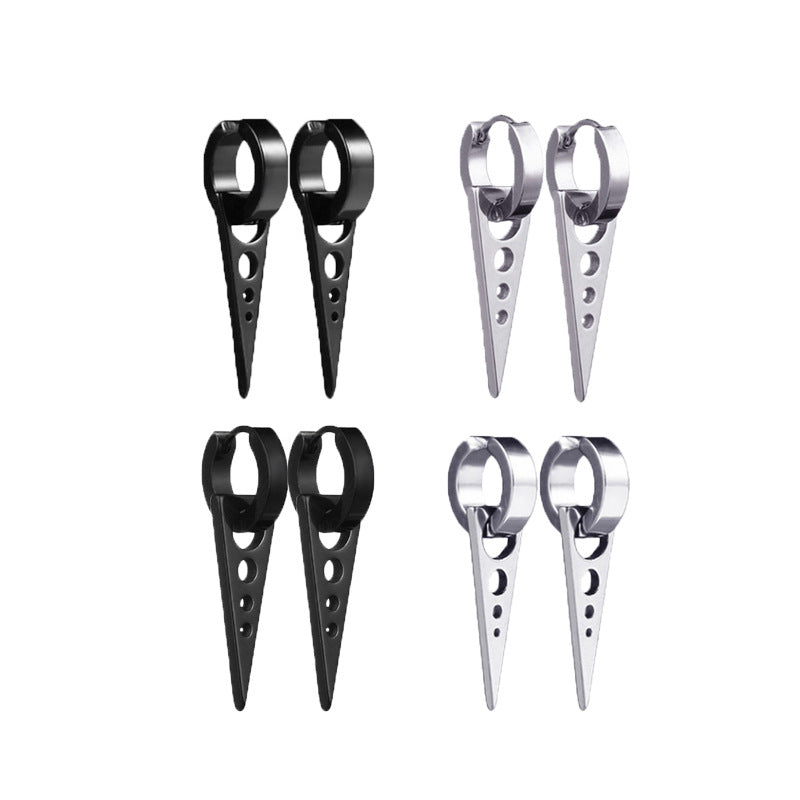 Women's & Men's Creative Korean Version Triangle Round Shape Stainless Ear Clip