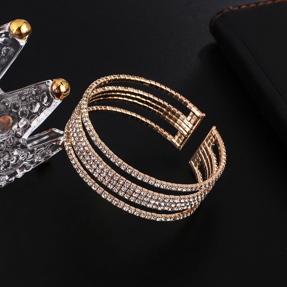 Wire Five Rows Full Diamond Claw Bracelets