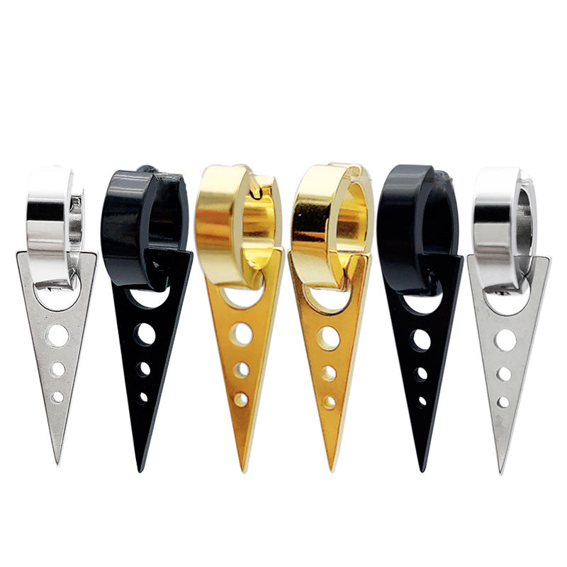 Women's & Men's Creative Korean Version Triangle Round Shape Stainless Ear Clip