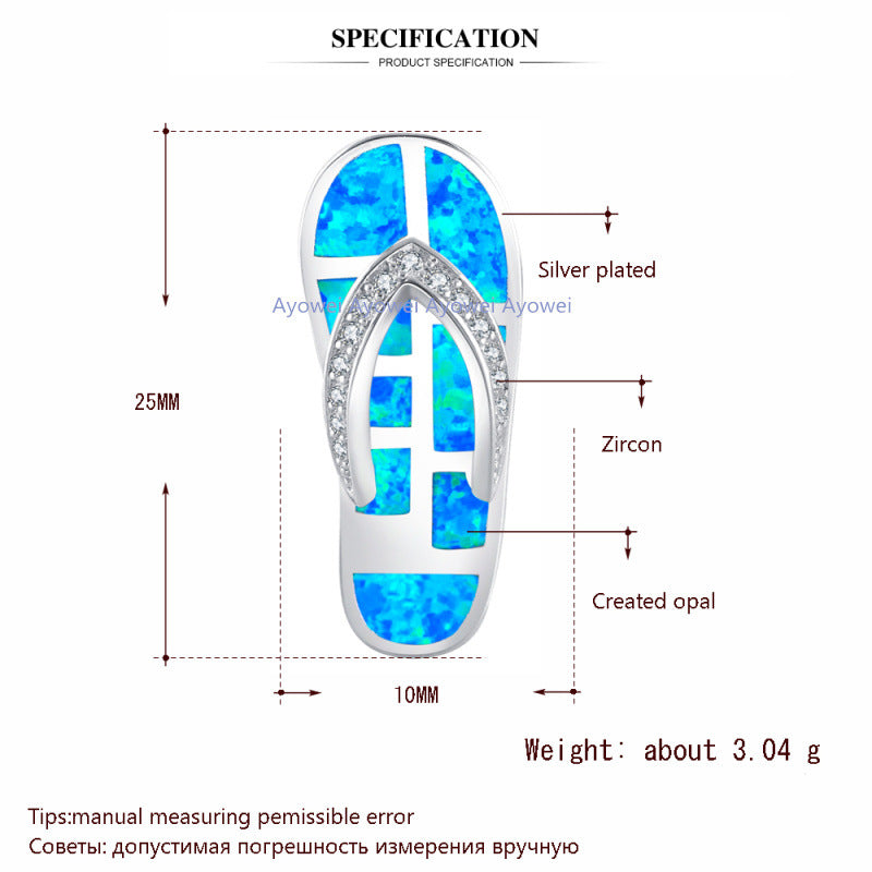 Opal Flip-flops Fashion Colored Gems Inlaid Pendant