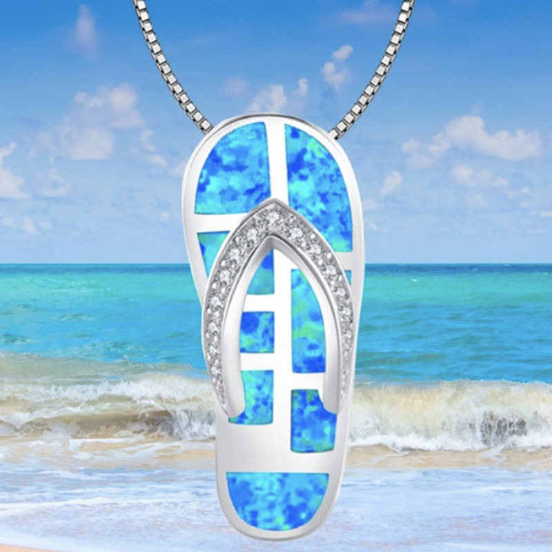 Opal Flip-flops Fashion Colored Gems Inlaid Pendant