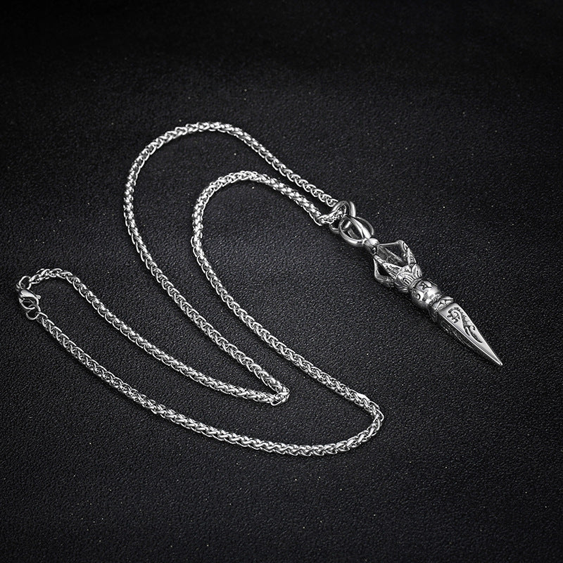 Men's Stainless Steel Gold Pestle Six Words Mantra Pendant