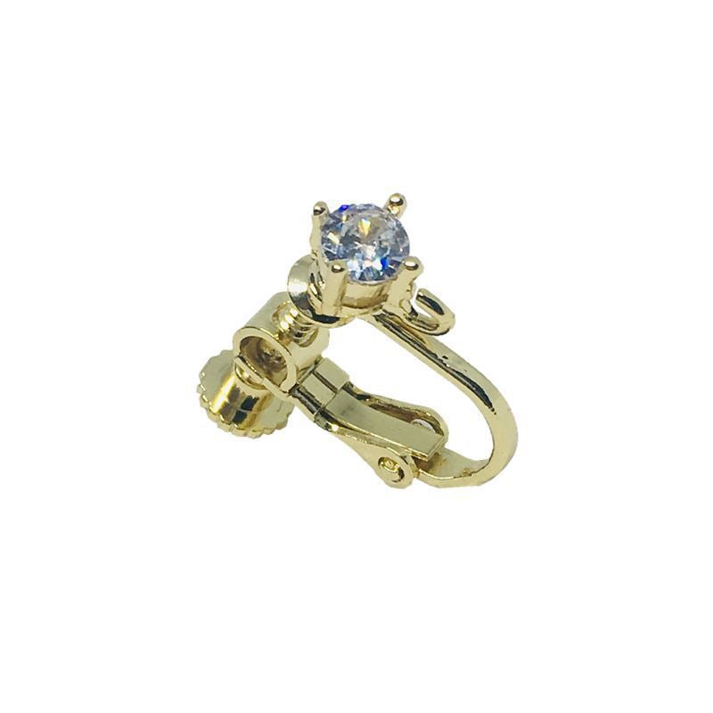 Screw Rhinestone Zircon Gold Plated Color Earrings
