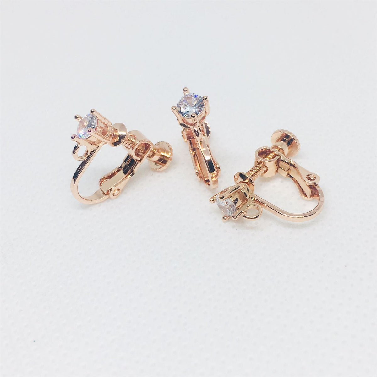 Screw Rhinestone Zircon Gold Plated Color Earrings