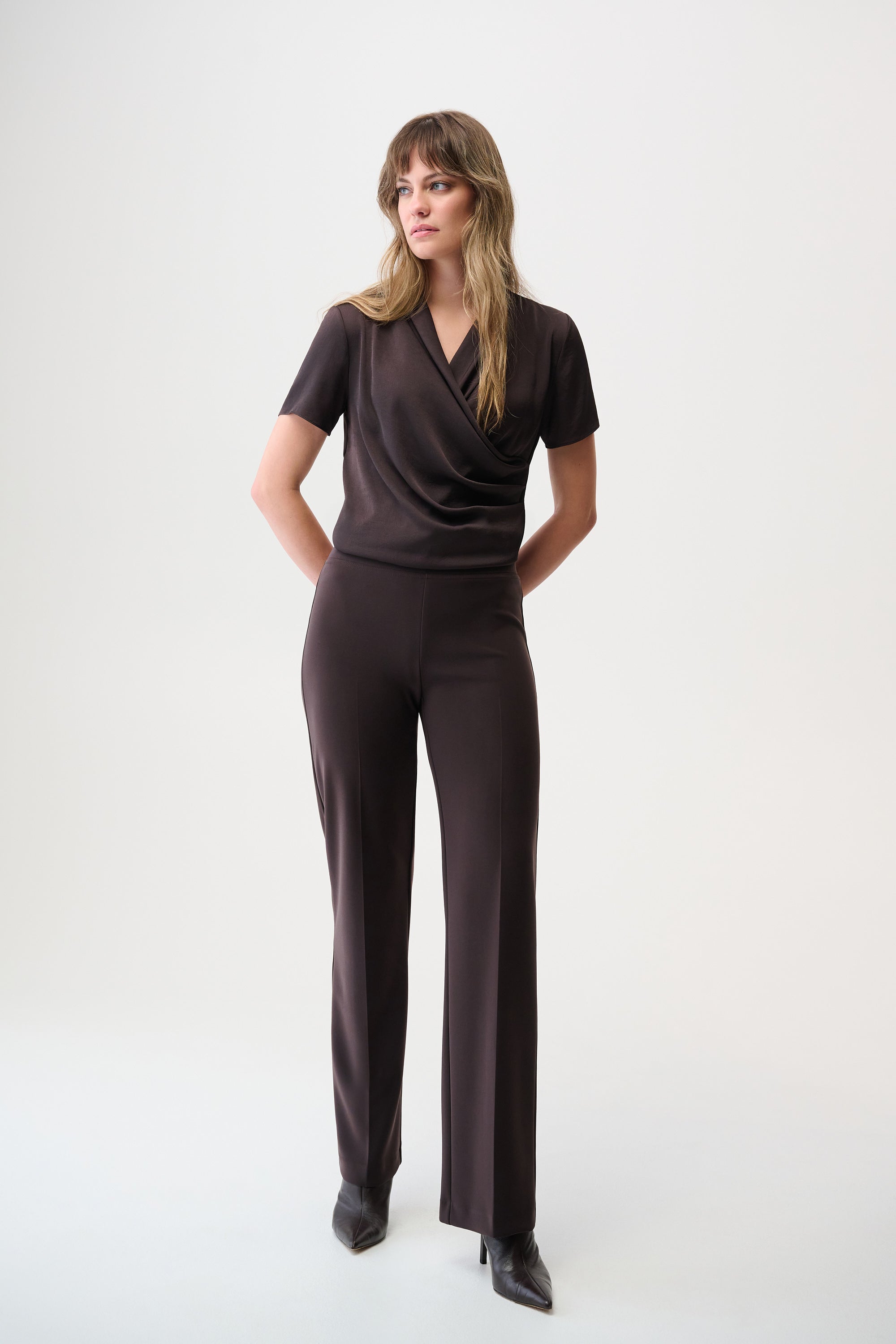 Joseph Ribkoff Mocha Classic Wide-Leg Pants Style 153088F25