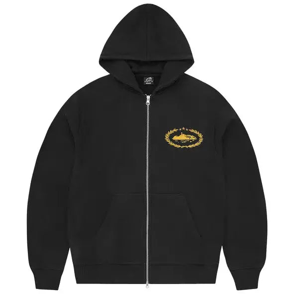 Corteiz Superior Royale Zip Hoodie 'Black/Yellow'