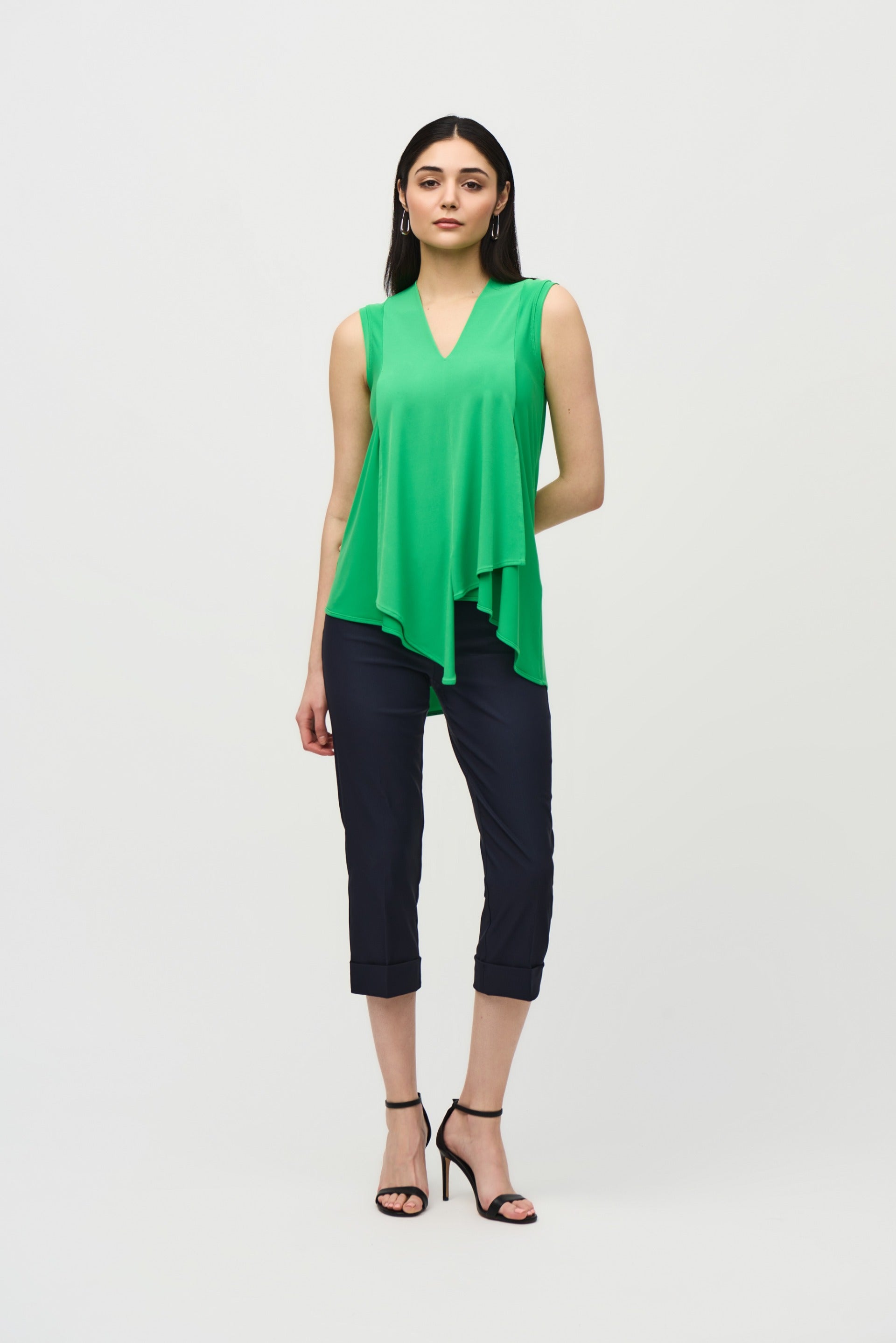 Joseph Ribkoff Island Green Sleeveless V-neck Tunic Style 161060