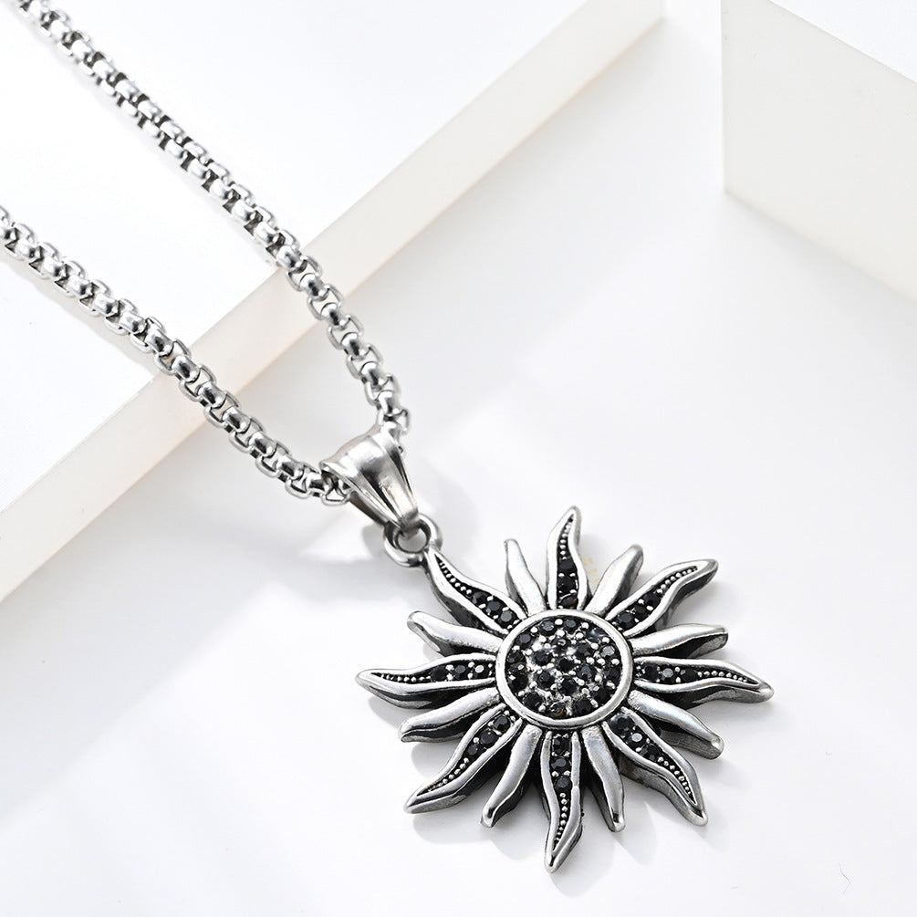 Vintage Stainless Steel Sunflower Personalized Apollo Pendants