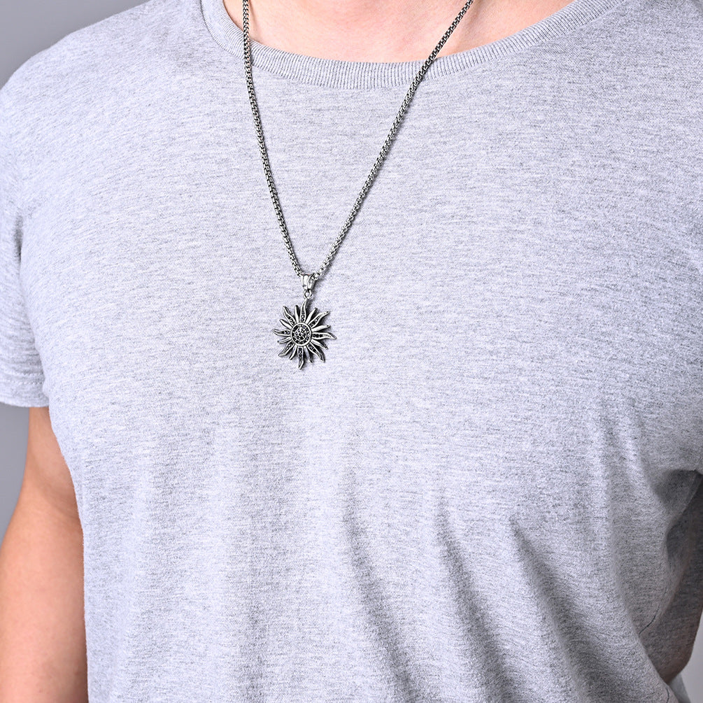 Vintage Stainless Steel Sunflower Personalized Apollo Pendants