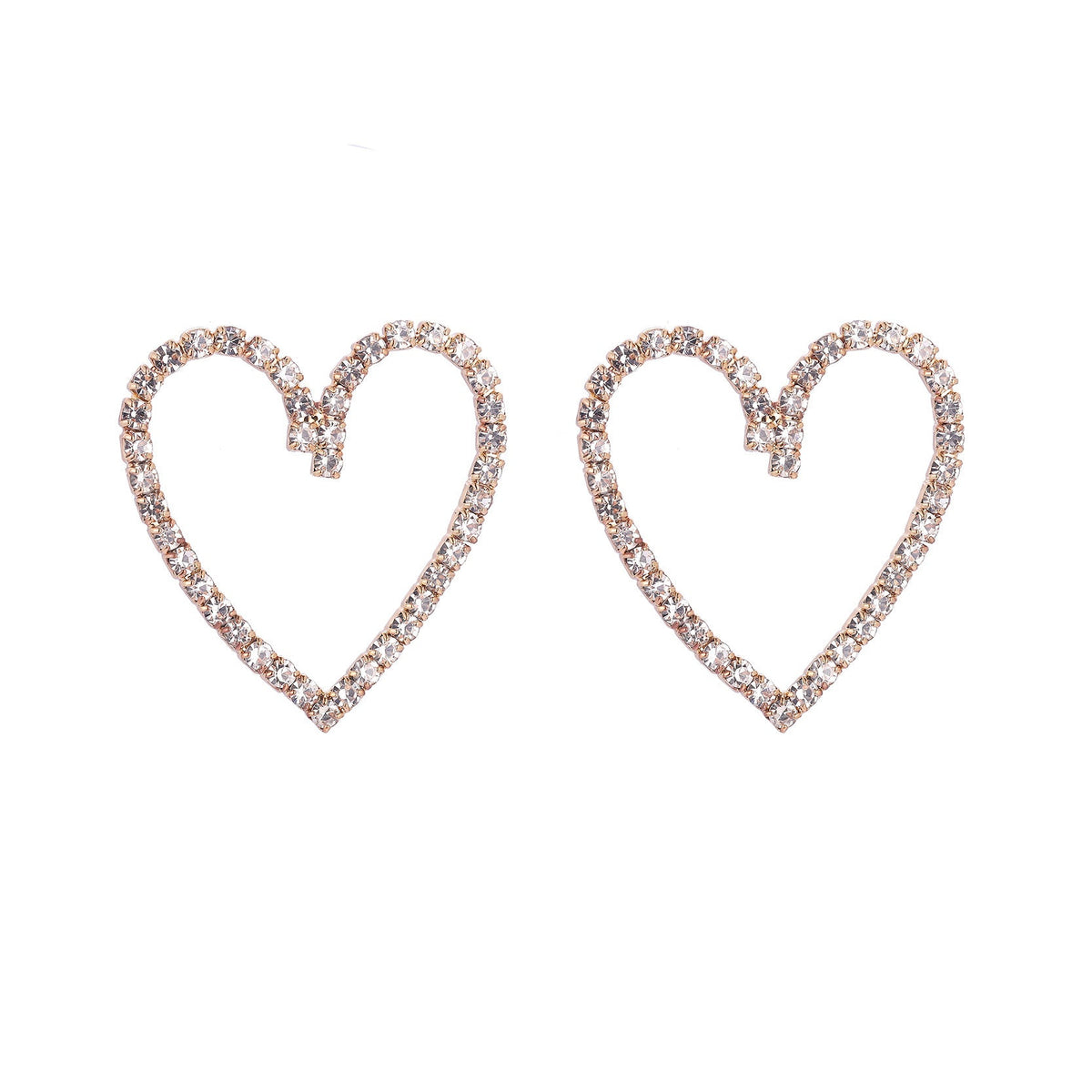 Minimalism Hollow Heart Fairy Rhinestone Love Stud Earrings