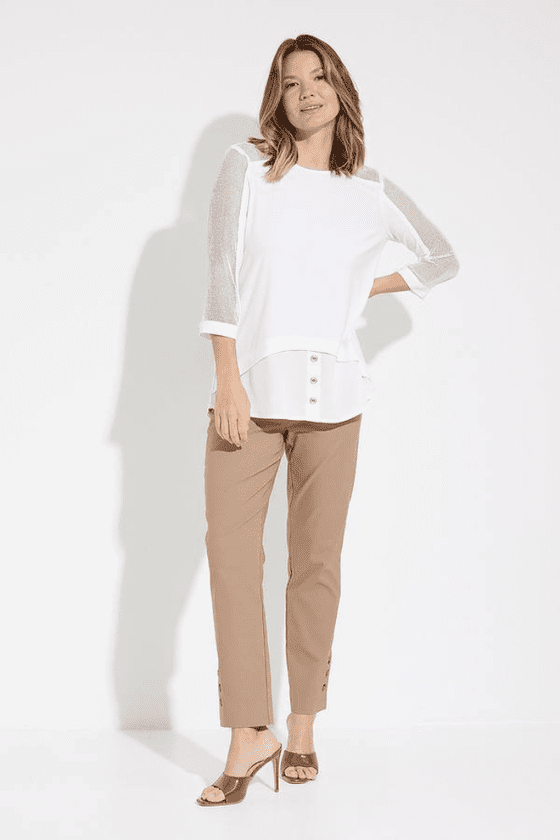 Joseph Ribkoff Button Detail High-Low Hem Top