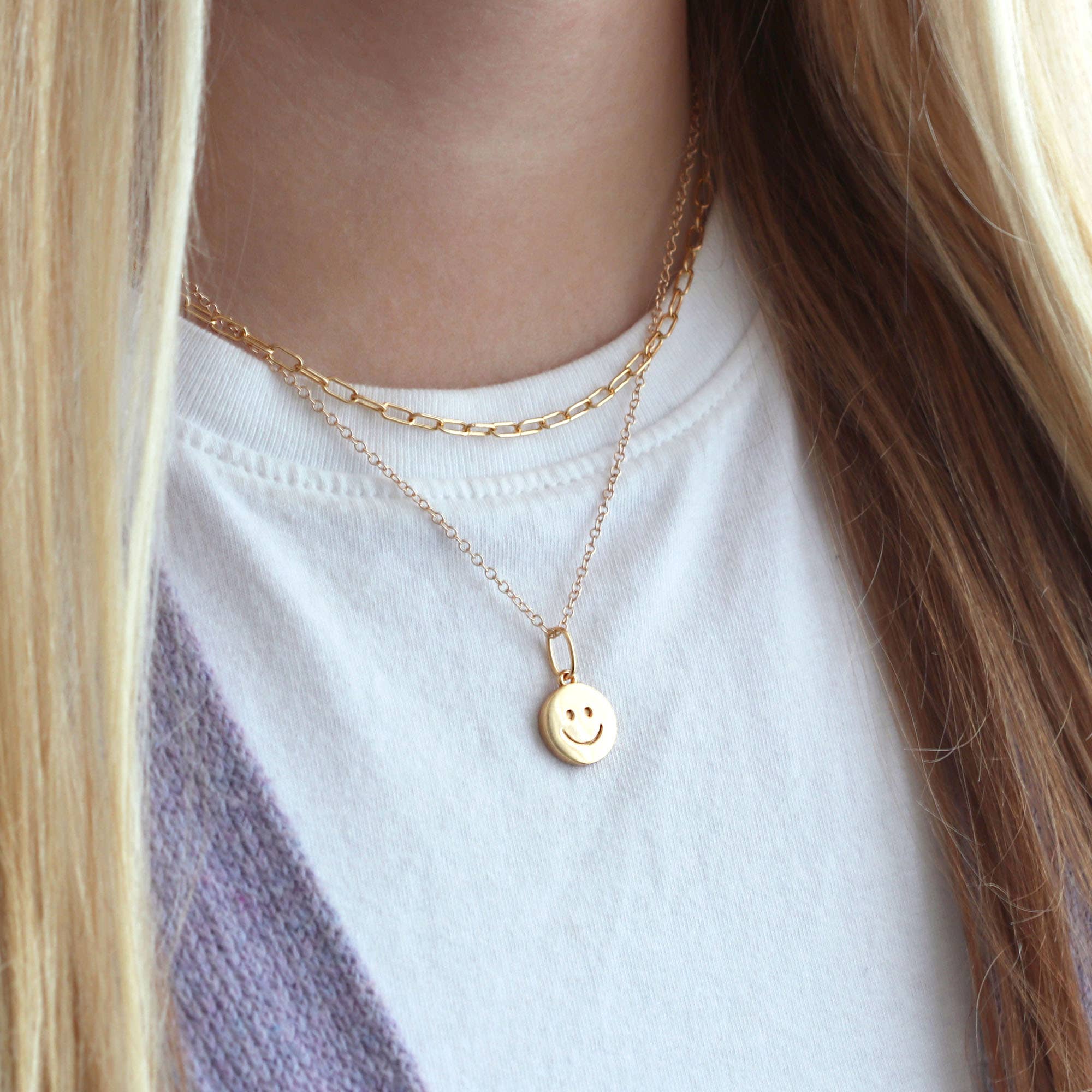 Kris Nations - Happy Charm Necklace 18K Gold Vermeil | Sterling Silver Charm Gold Filled | Sterling Silver Chain 16-18 Inches Nickel Free Ships from CA
