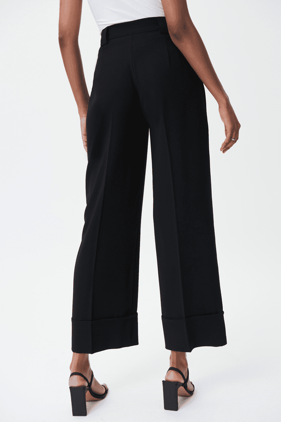 Joseph Ribkoff Woven Wide-Legged Twill Cuff Pants