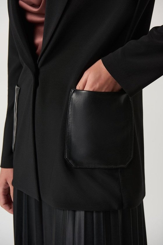 Joseph Ribkoff Faux-Leather Pocket Blazer