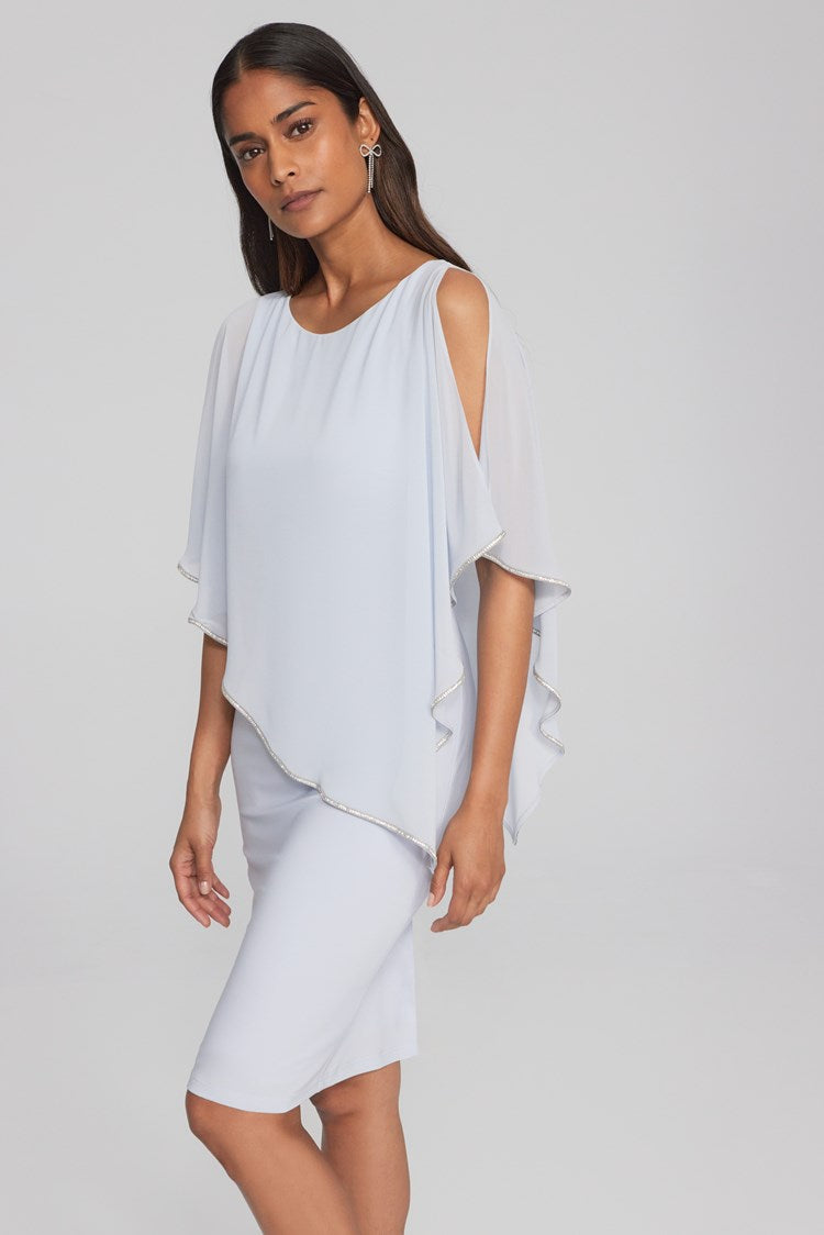 Joseph Ribkoff Layered Dress with Cape Overlay
