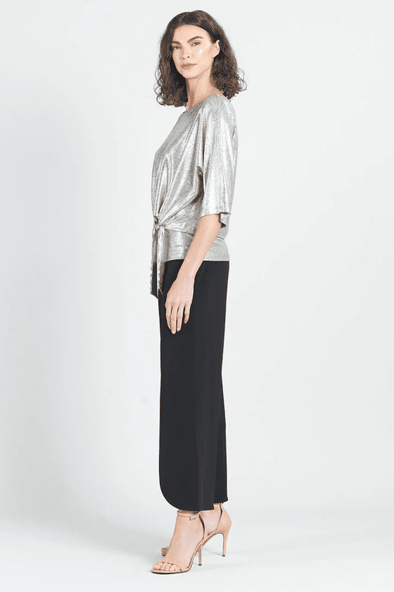 Clara Sunwoo Shimmer Foil Lamé - Side Tie Top