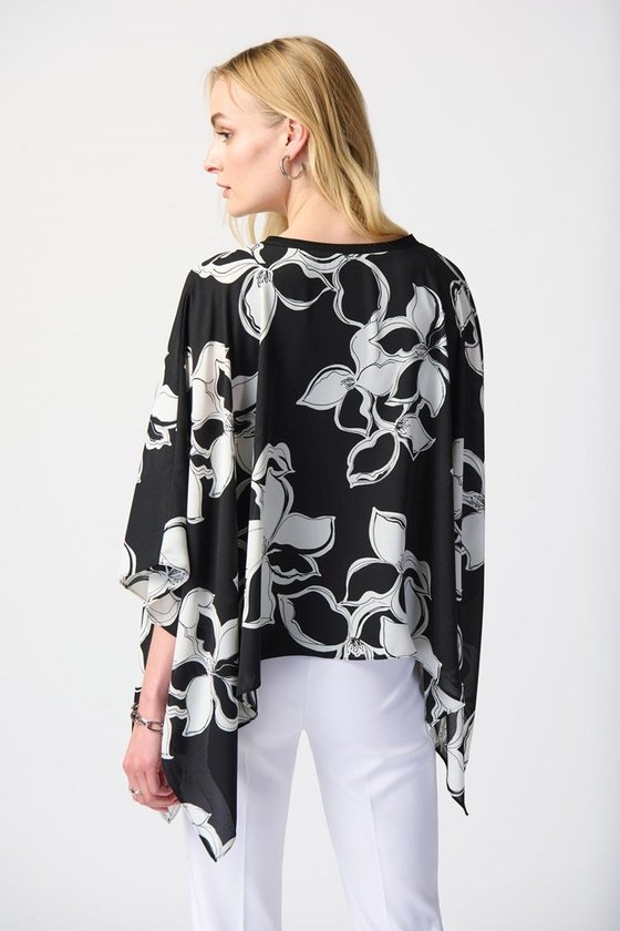 Joseph Ribkoff Floral Print Georgette and Silky Knit Poncho