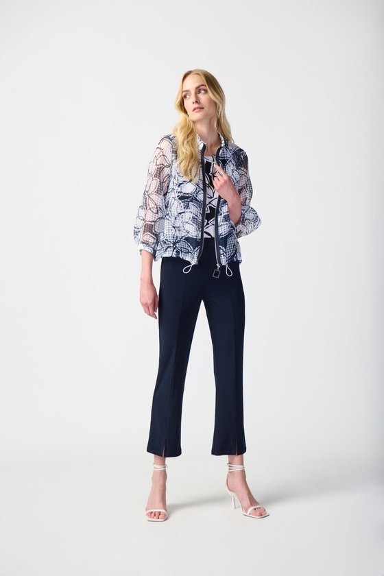 Leaf Print Puff Sleeve Two-Piece Top Style (Jacket & Camisole)