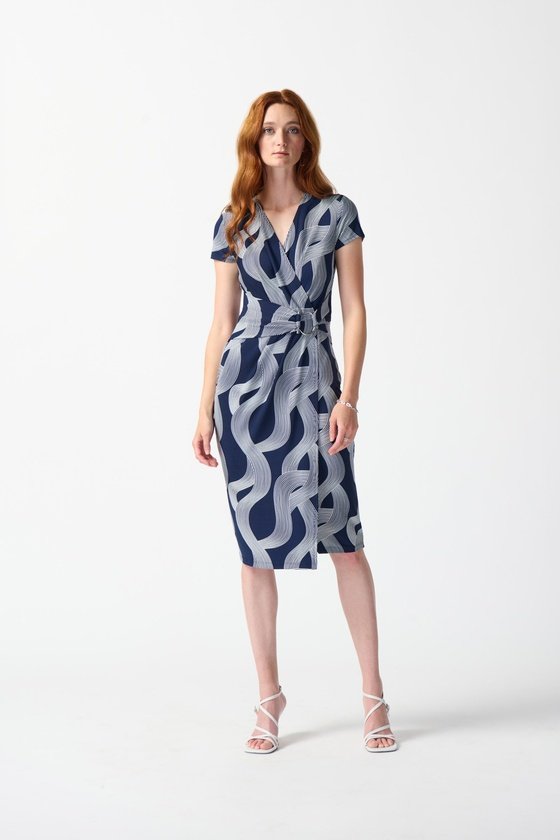Silky Knit Abstract Print Wrap Dress