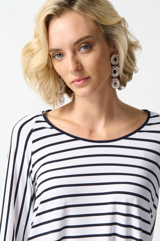 Silky Knit Flared Striped Top