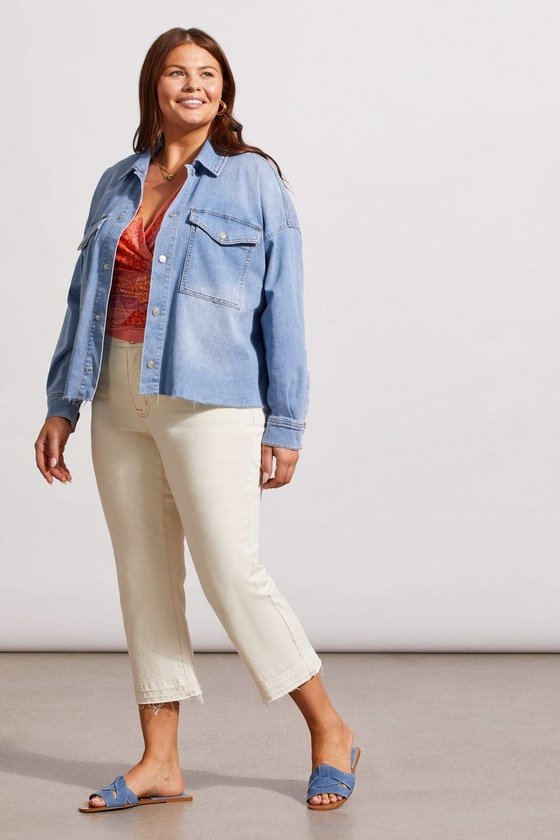 CROPPED DENIM SHACKET WITH POCKETS