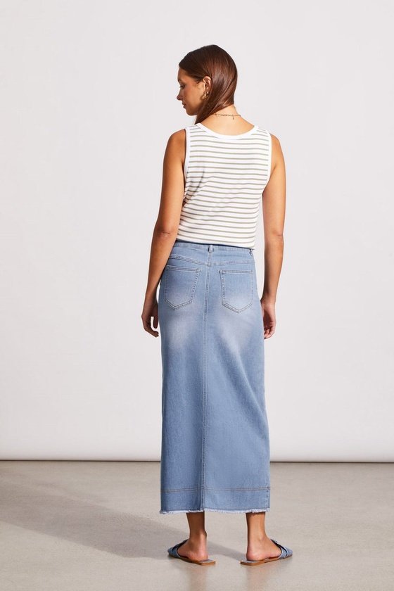 FULL-LENGTH DENIM SKIRT WITH FRONT SLIT