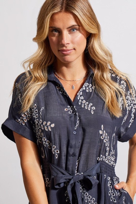 BUTTON-UP DRESS WITH EMBROIDERY