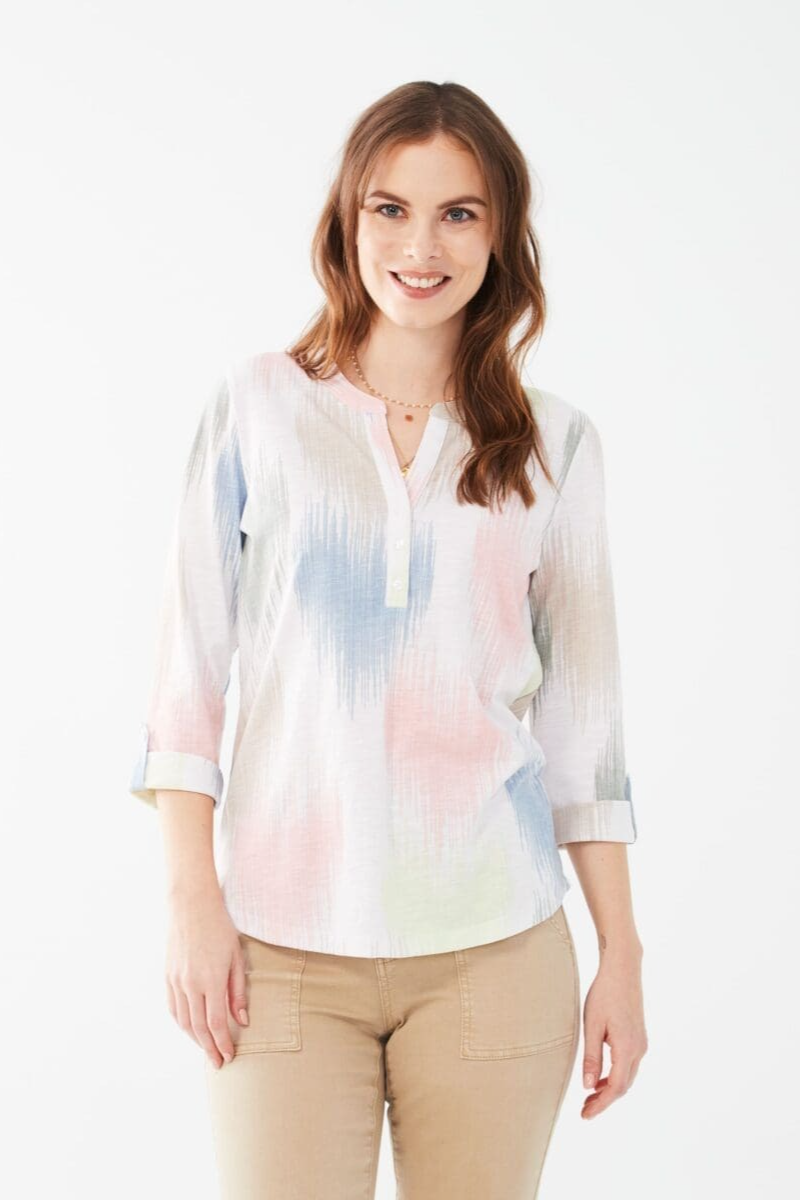 Tab-Up Henley Knit Top