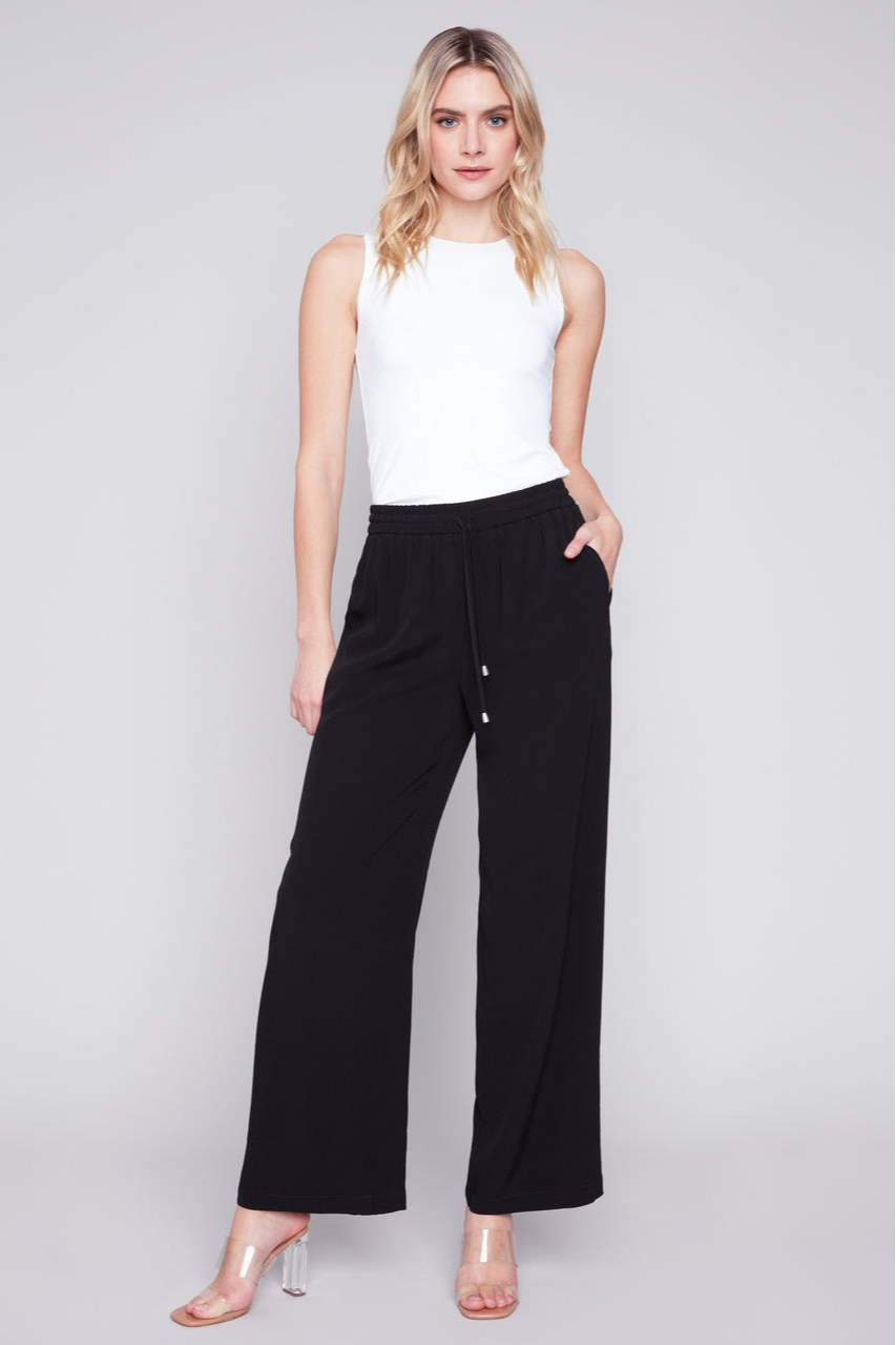 Wide Leg Pants with Drawstring