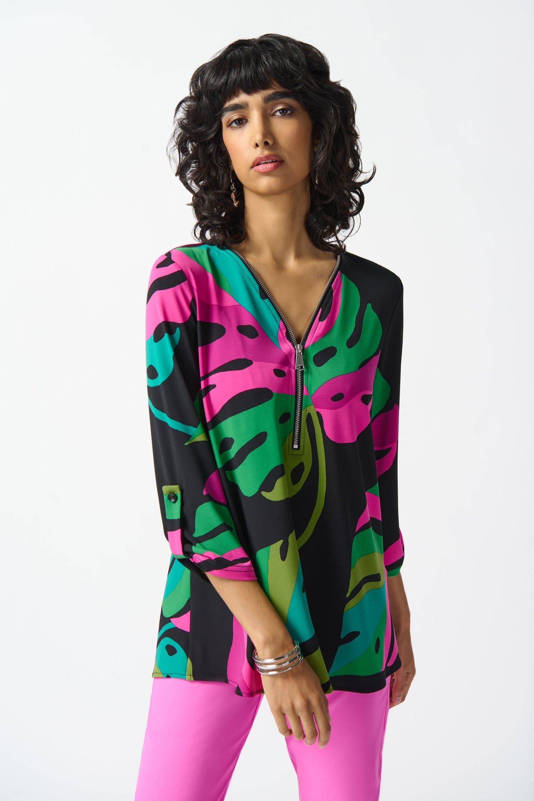 Silky Knit Tropical Print Tunic