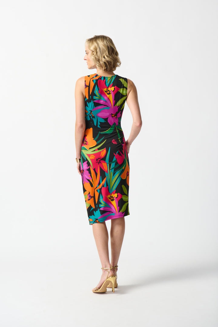 Silky Knit Tropical Print Wrap Dress