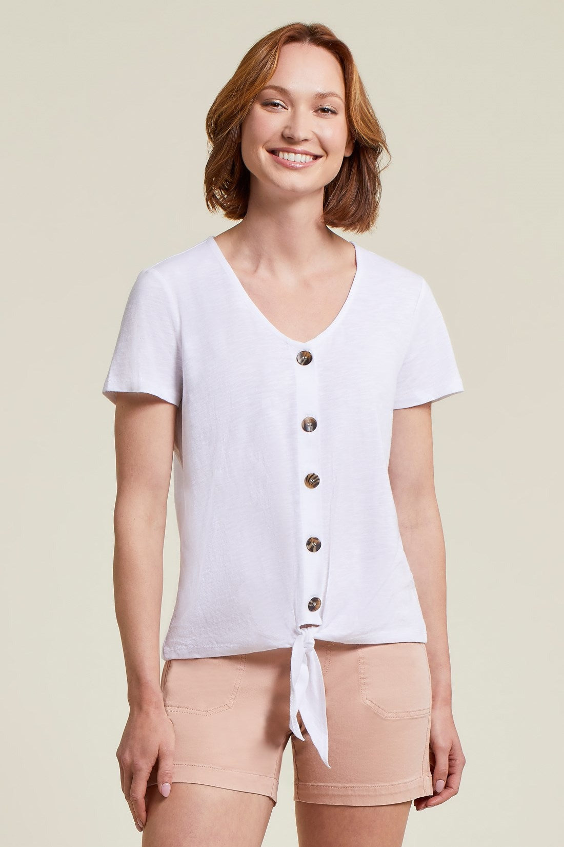 SHORT SLEEVE KNOT HEM TOP