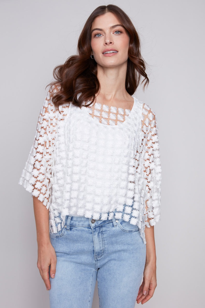 Textured Crochet Flower Top