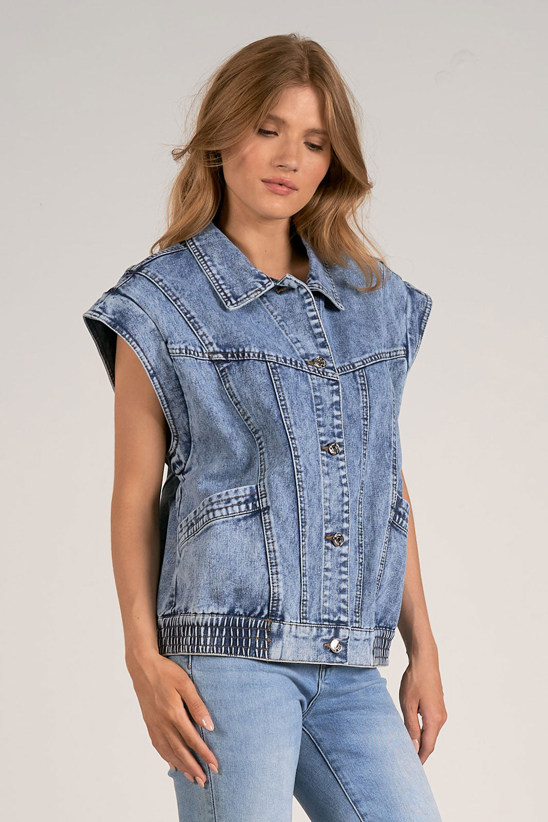 Denim Button Up Vest