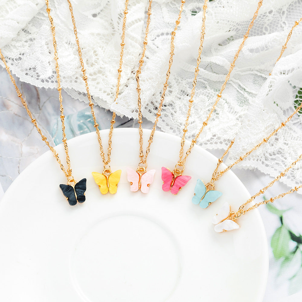 Creative Fashion Color Acrylic Butterfly Suit Jewelry Set