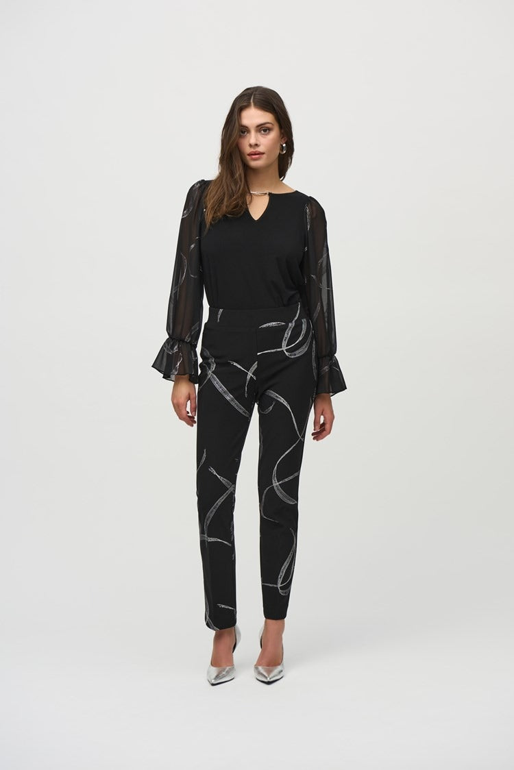 Silky Knit Abstract Print Pull-On Pants