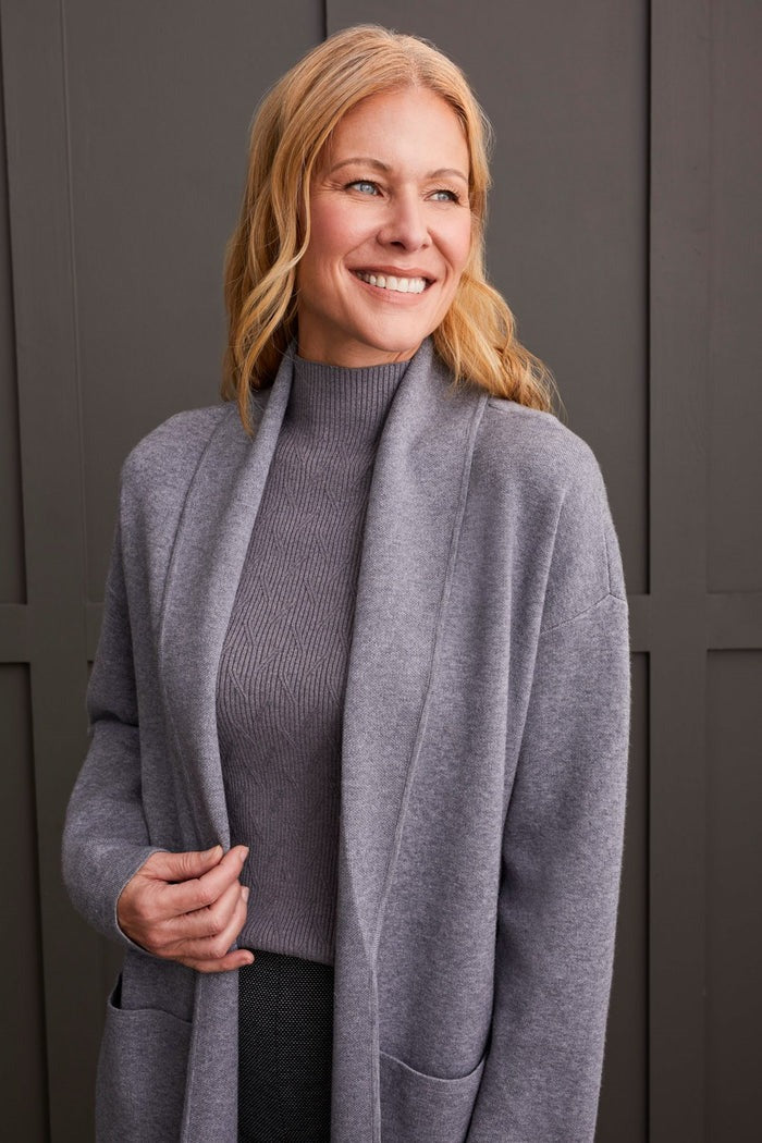 Open Cardigan with Patch Pockets