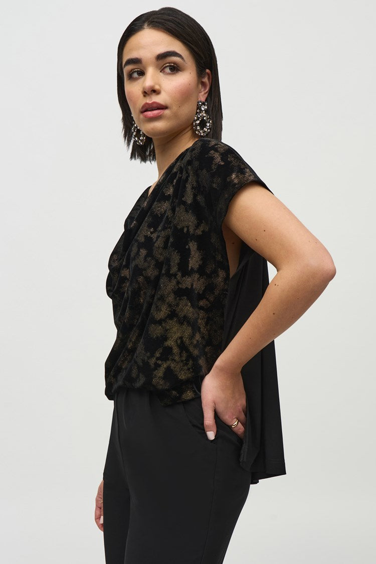 Silky Knit And Foiled Velvet Jumpsuit