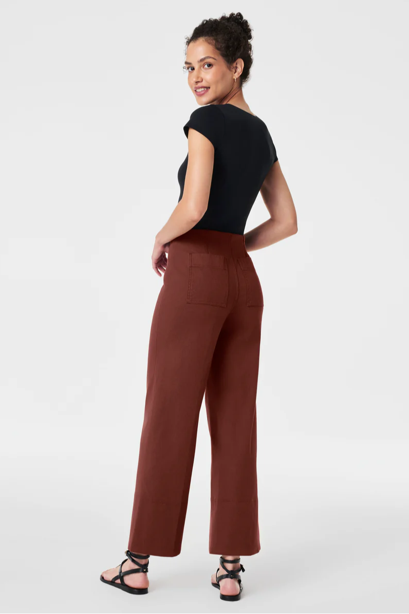 Stretch Twill Cropped Wide Leg Pant