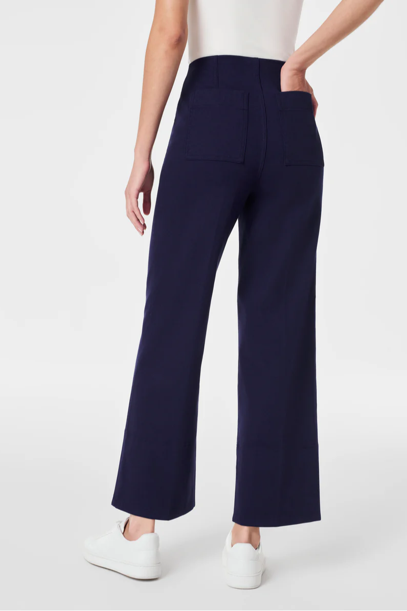 Stretch Twill Cropped Wide Leg Pant