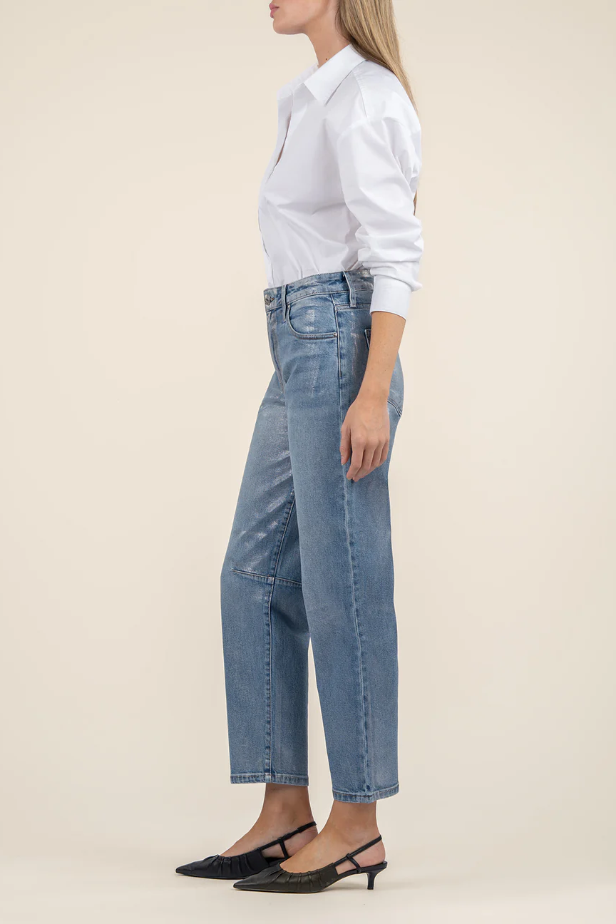 Ashley Silver Foil High Rise Barrel Leg