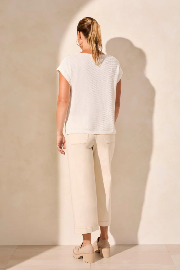 Side-Slit V-Neck Sweater With Extended Shoulders