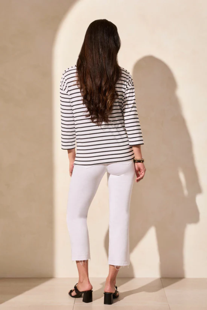 Stripe Jersey Boat Neck Top