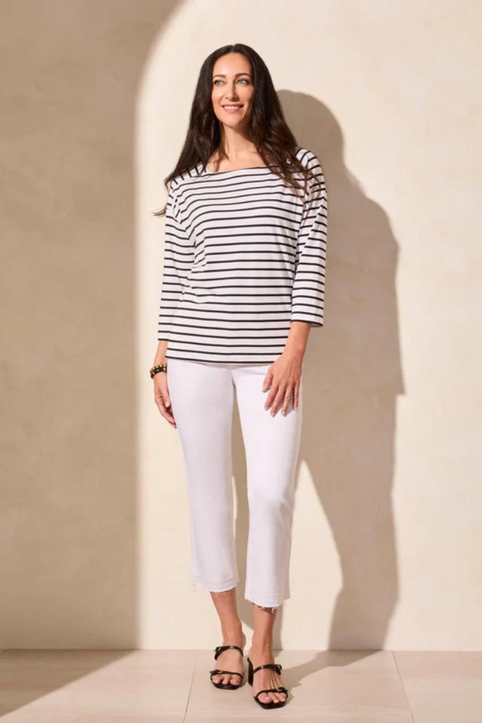 Stripe Jersey Boat Neck Top