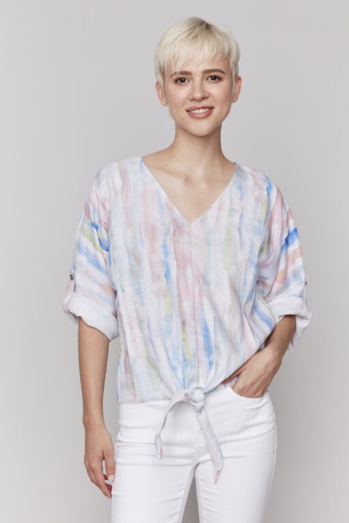 Watercolor Tie Front Top