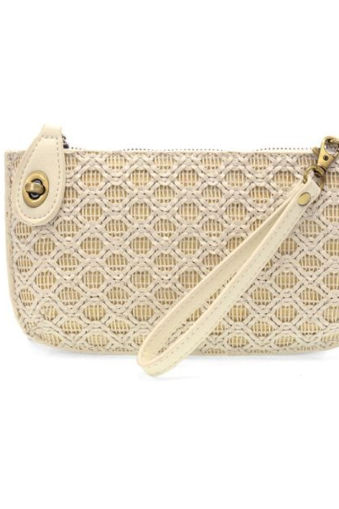 Lattice Woven Mini Crossbody Wristlet Clutch
