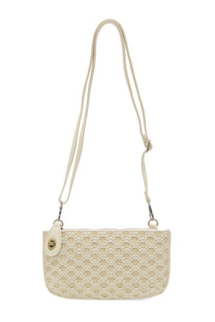 Lattice Woven Mini Crossbody Wristlet Clutch